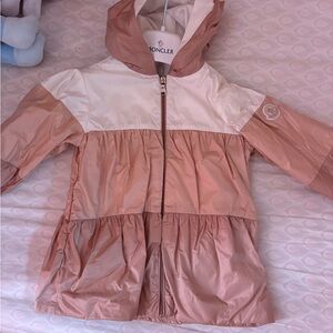 Moncler Kids Blush and White Raincoat